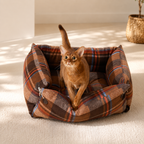 RolyCozy Tartan Pet Bed for Cats & Dogs