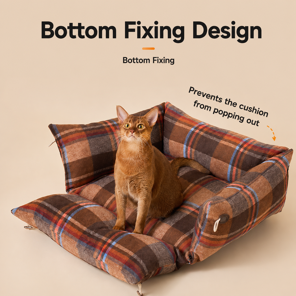 RolyCozy Tartan Pet Bed for Cats & Dogs