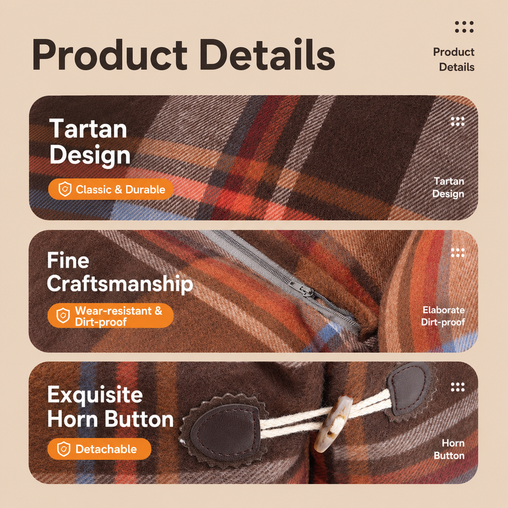 RolyCozy Tartan Pet Bed for Cats & Dogs
