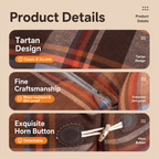 RolyCozy Tartan Pet Bed for Cats & Dogs