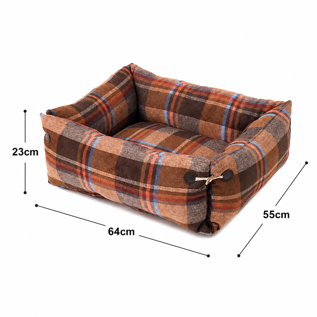 RolyCozy Tartan Pet Bed for Cats & Dogs
