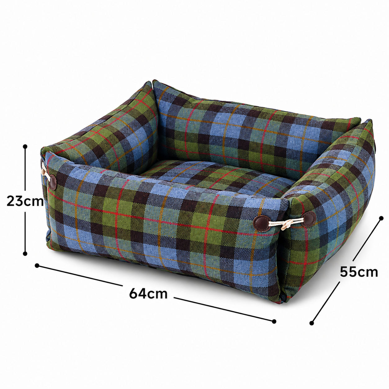 RolyCozy Tartan Pet Bed for Cats & Dogs