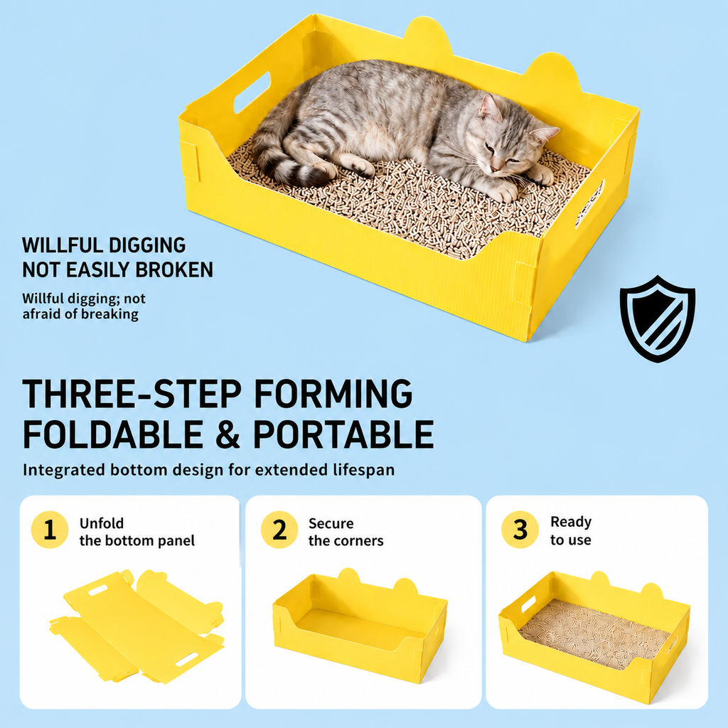 RolyCozy Travel Disposable Cat Litter Box (3-Pack)