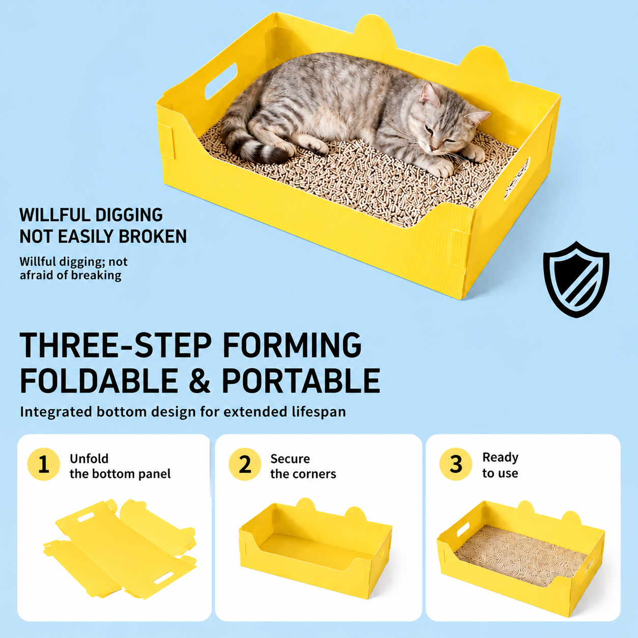 RolyCozy Travel Disposable Cat Litter Box (3-Pack)