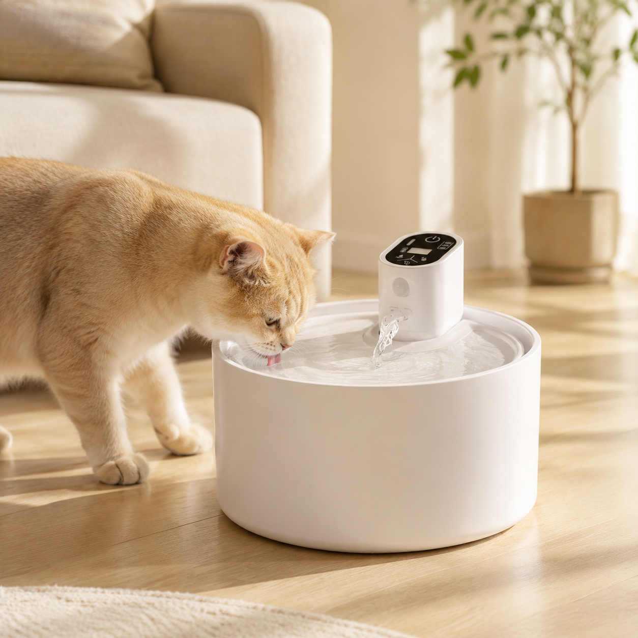 RolyCozy 2.3L Automatic Pet Water Fountain with Ceramic Lid
