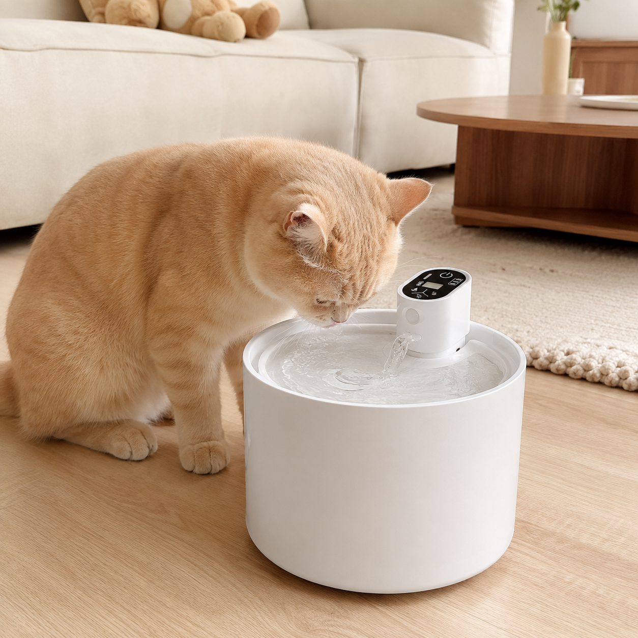RolyCozy 2.3L Automatic Pet Water Fountain with Ceramic Lid