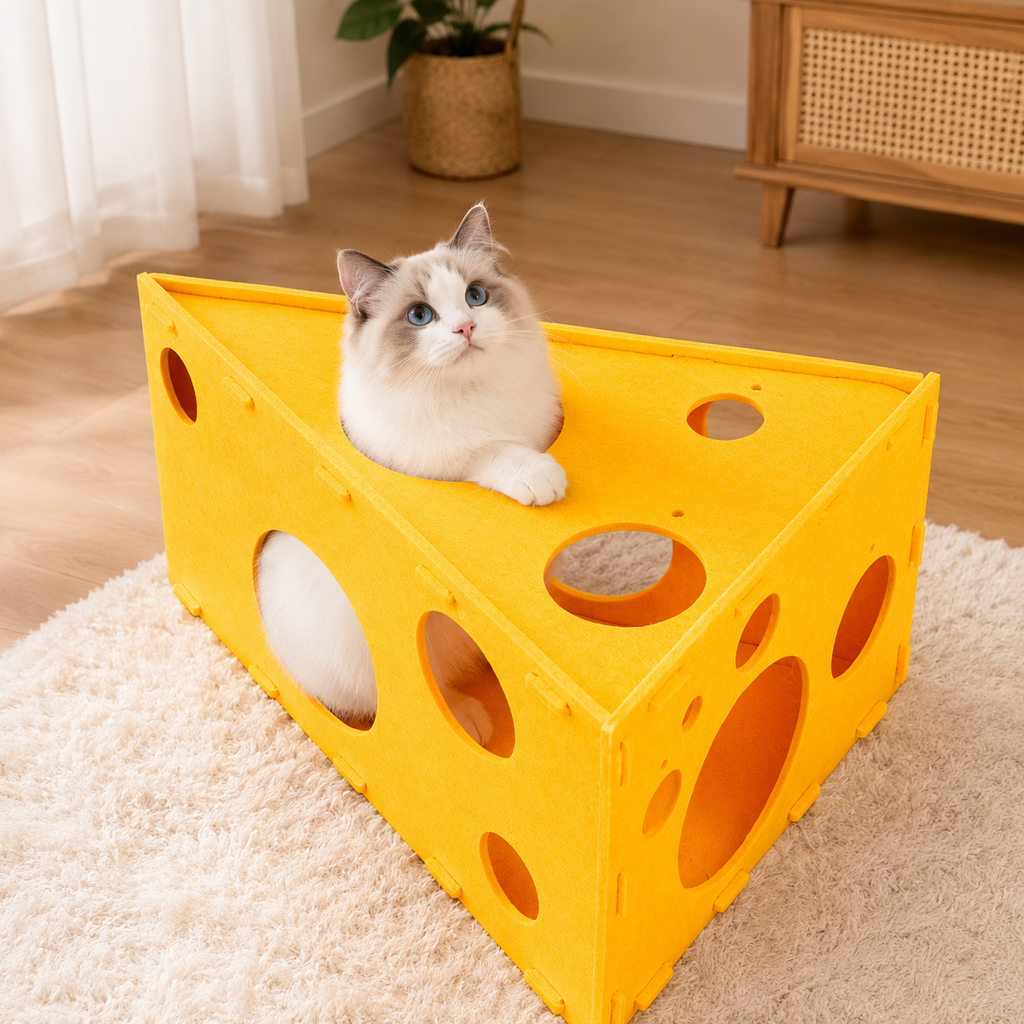 RolyCozy Cheese Felt Cat House