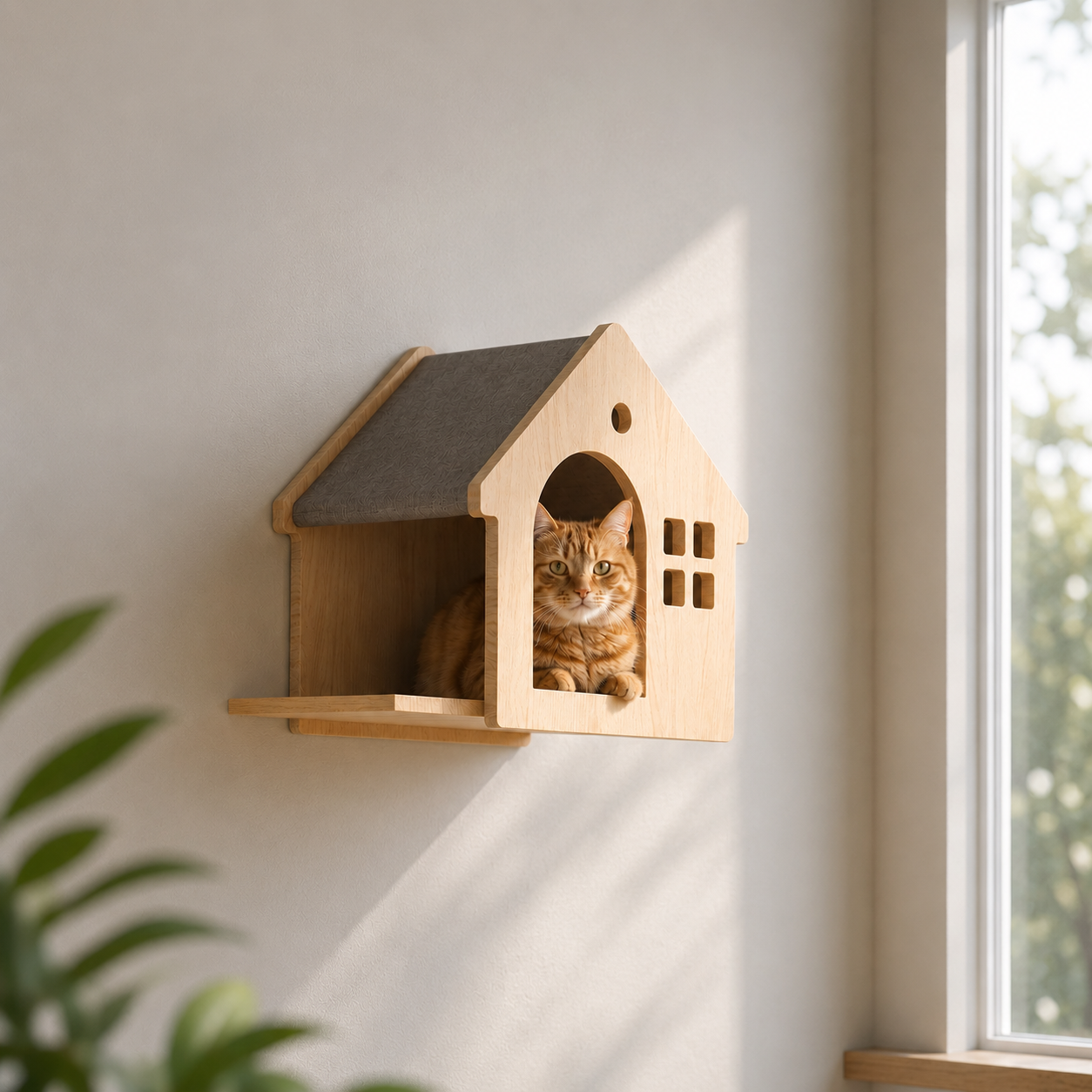 RolyCozy Wall-Mounted Cat Shelf House