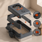 RolyCozy 3-in-1 Stainless Steel Top Entry Cat Litter Box