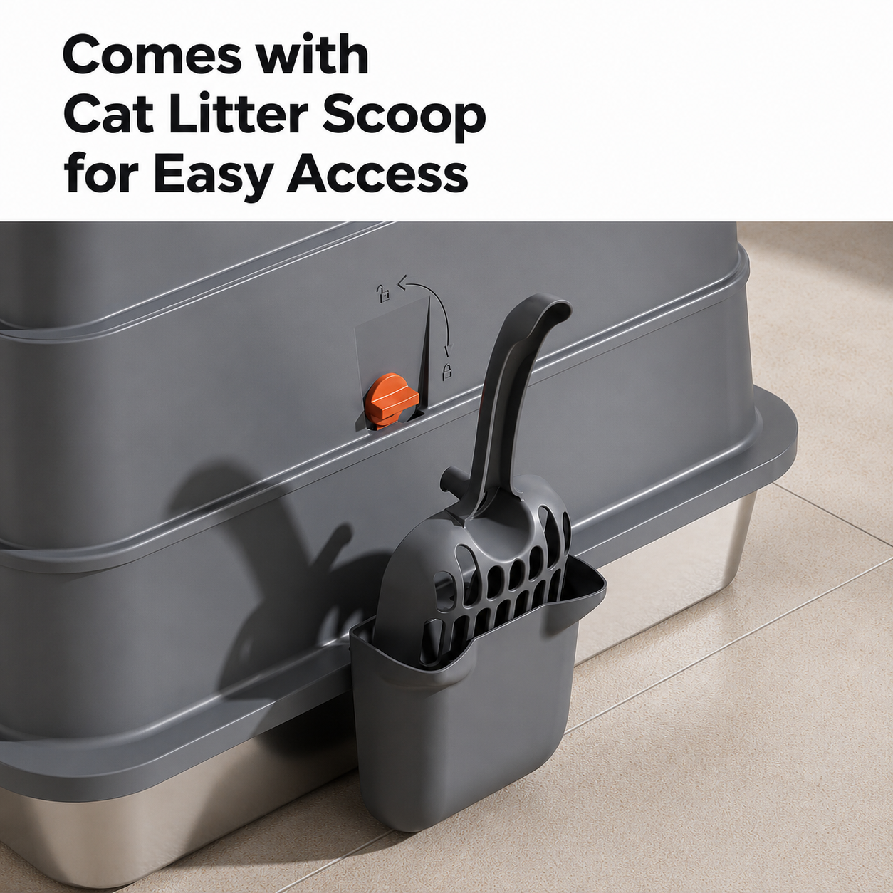 RolyCozy 3-in-1 Stainless Steel Top Entry Cat Litter Box