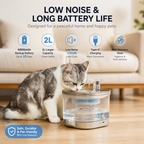RolyCozy 2L Automatic Cat Water Fountain with 304 Stainless Steel Lid