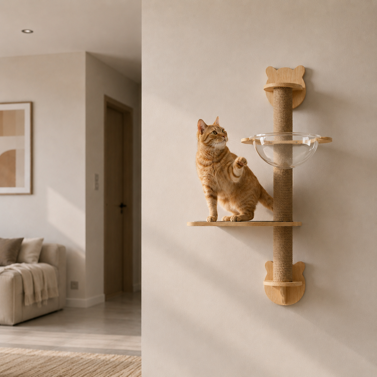 RolyCozy Wall-Mounted Cat Shelf House