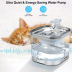RolyCozy 2L Automatic Cat Water Fountain with 304 Stainless Steel Lid